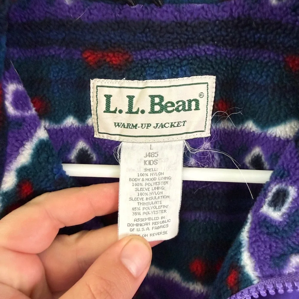 LL Bean Kids Purple Warm-Up Jacket Fleece Lined Thinsulate Vintage‎ Large J485